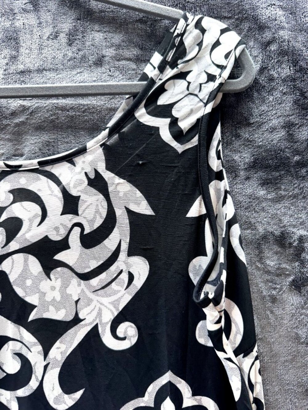 AC Fashion 2X Maxi Dress Black White Damask Sleeveless Twist Neckline Boho - Picture 11 of 14